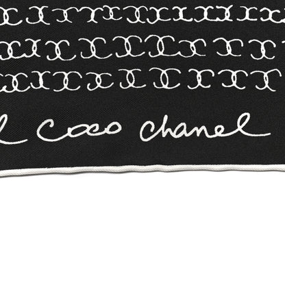 Chanel Silk CC Twilly Hair Tie Black White 5 of 6