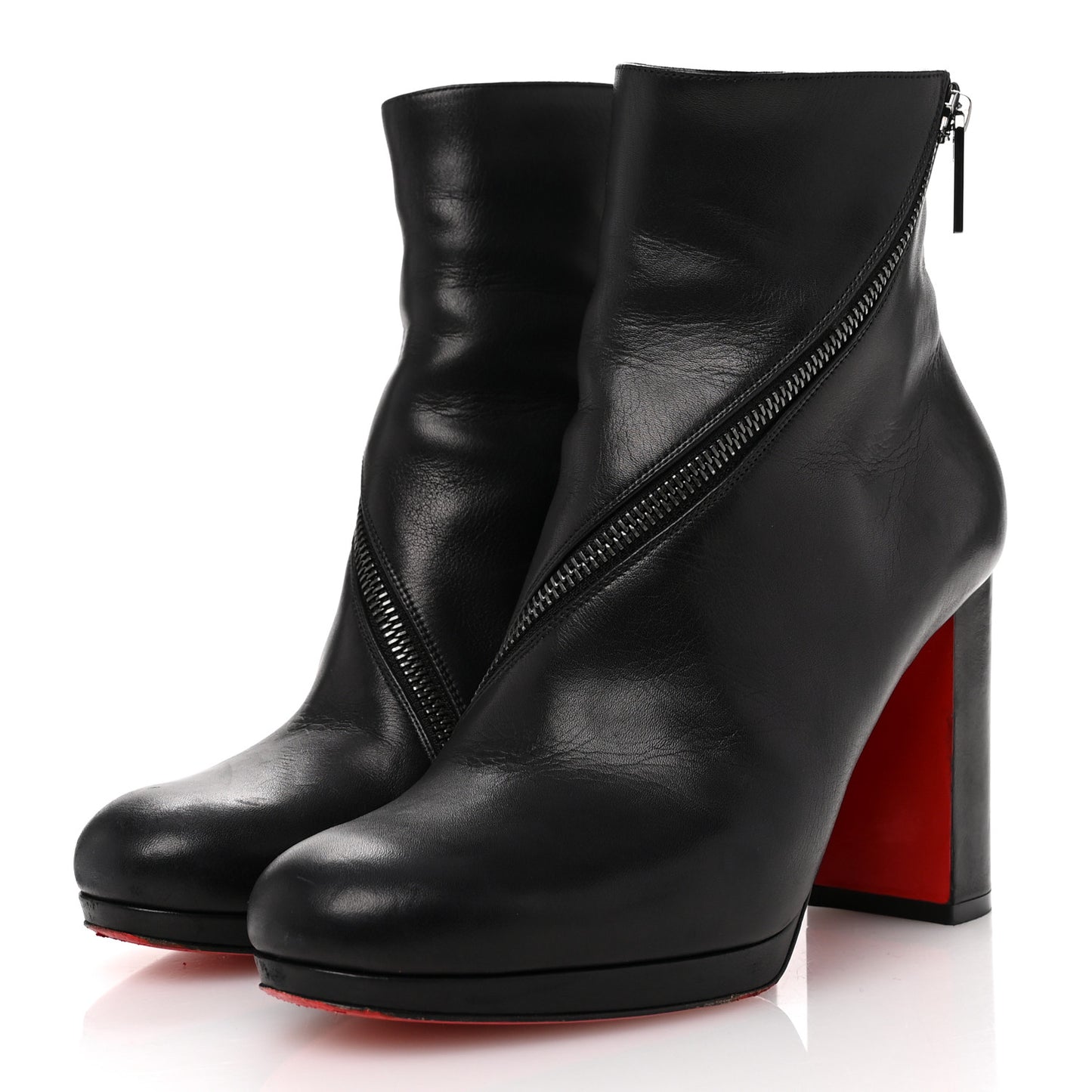 Calfskin Birgitta 100 Zip Around Ankle Boots 38.5 Black
