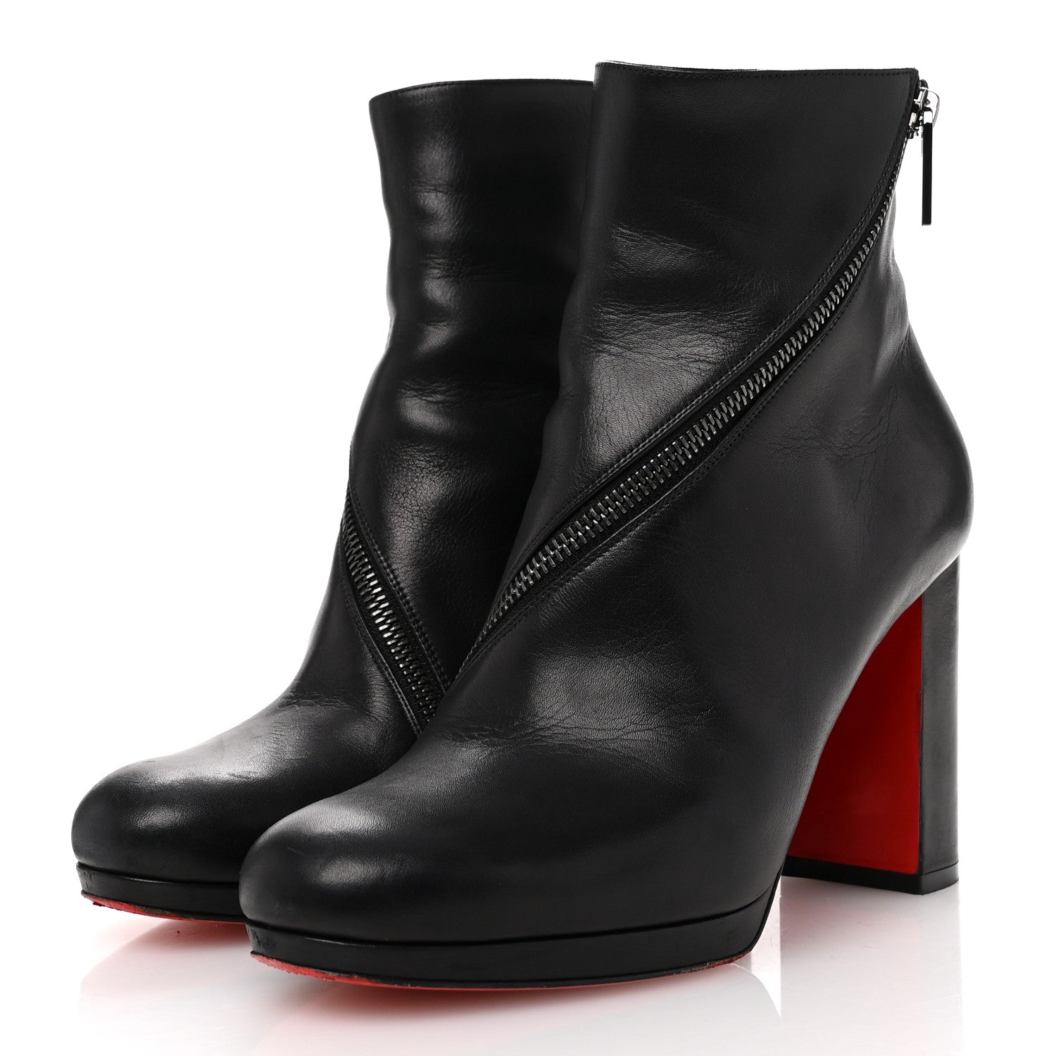 Christian Louboutin Calfskin Birgitta 100 Zip Around Ankle Boots 38.5 Black 4 of 12