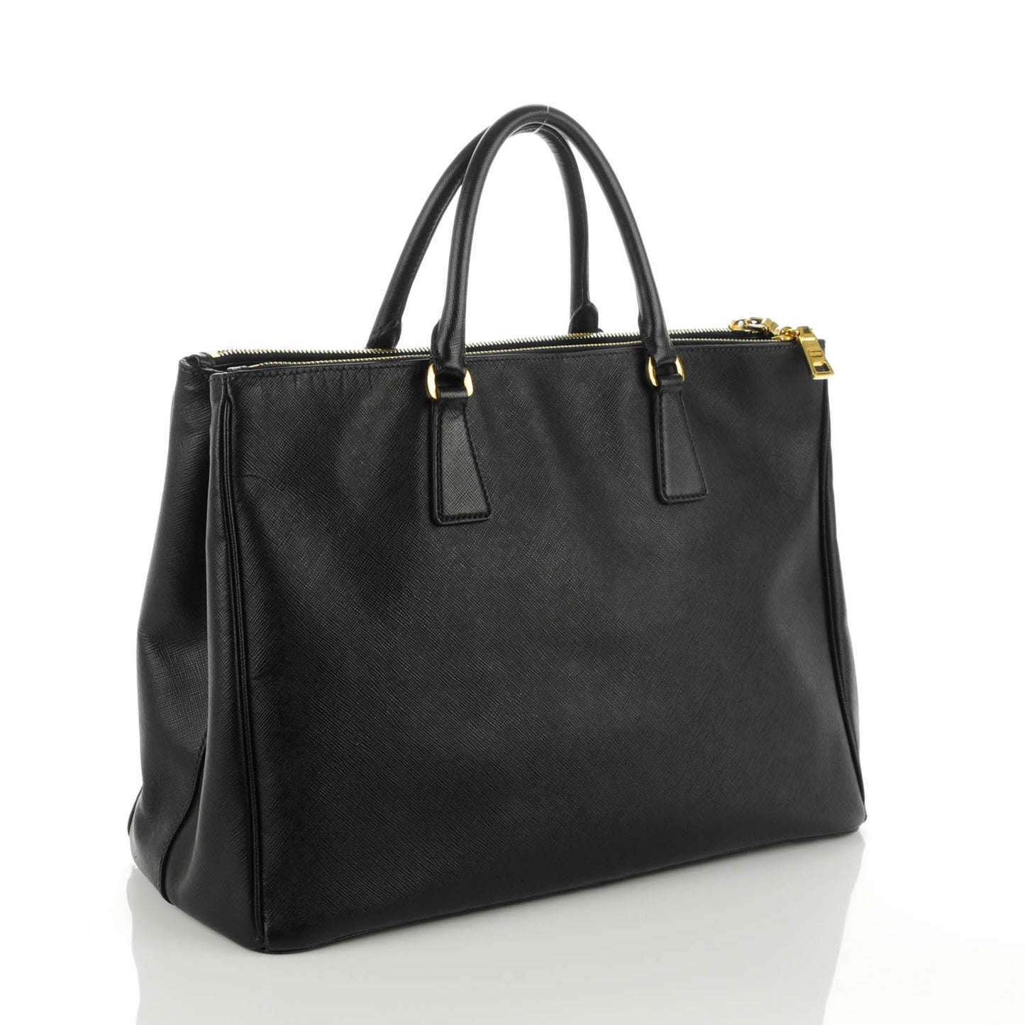 Saffiano Large Galleria Double Zip Tote Black