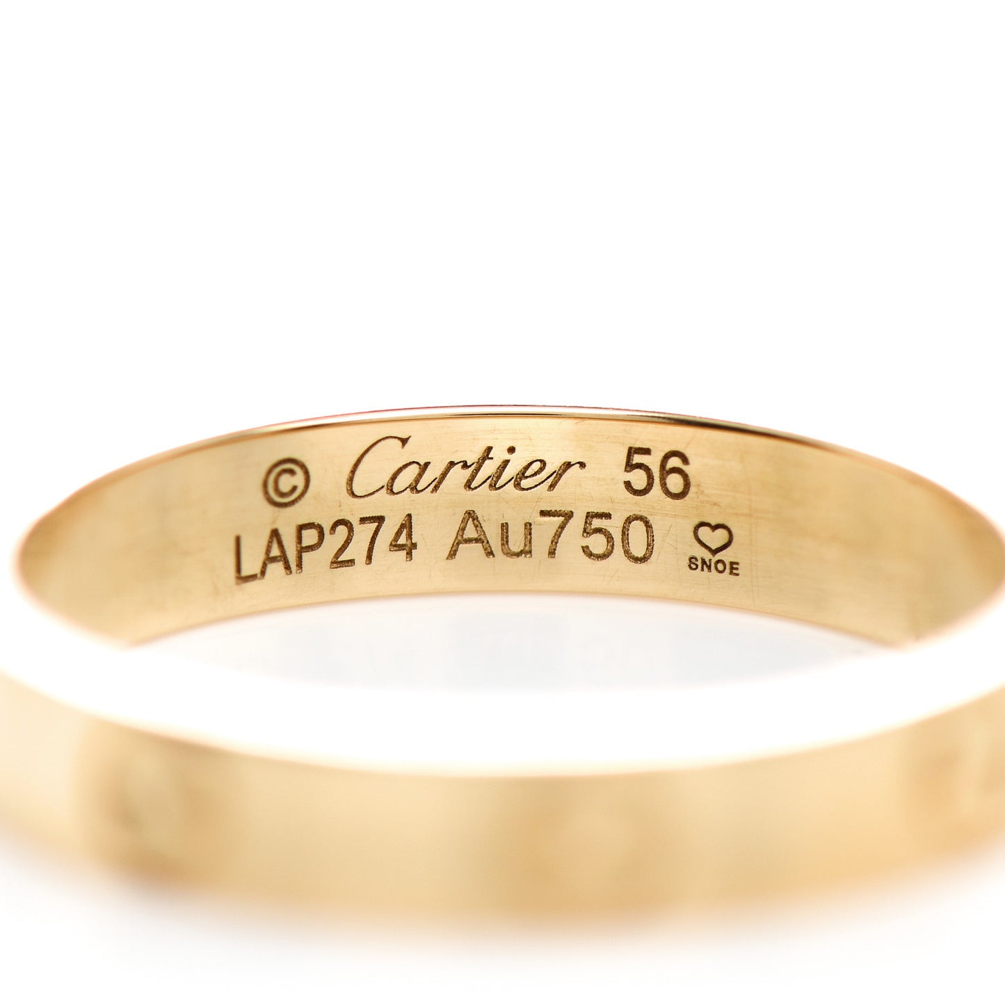 18K Yellow Gold 3.5mm LOVE Wedding Band Ring 56 7.5