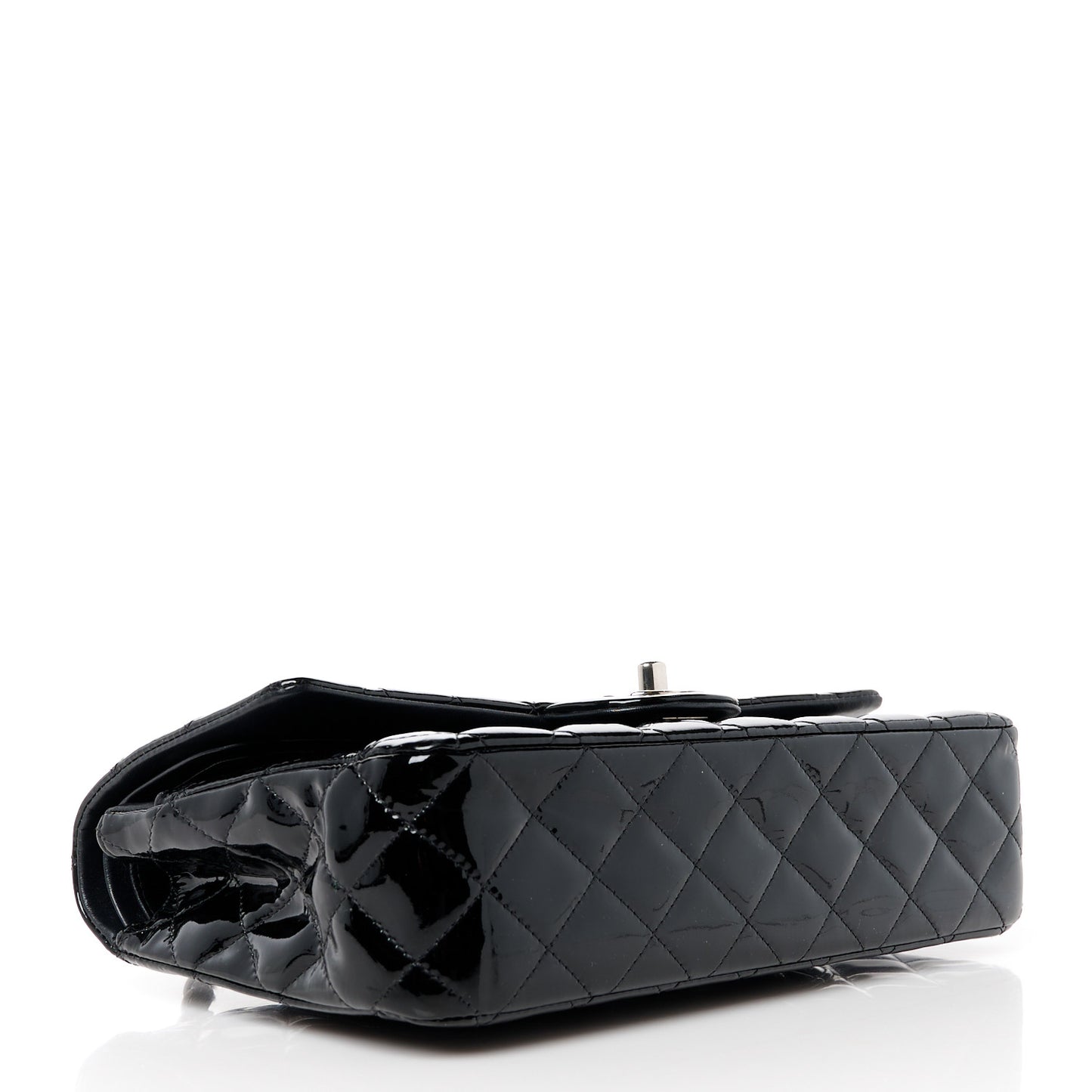 Patent Quilted Medium Double Flap Black