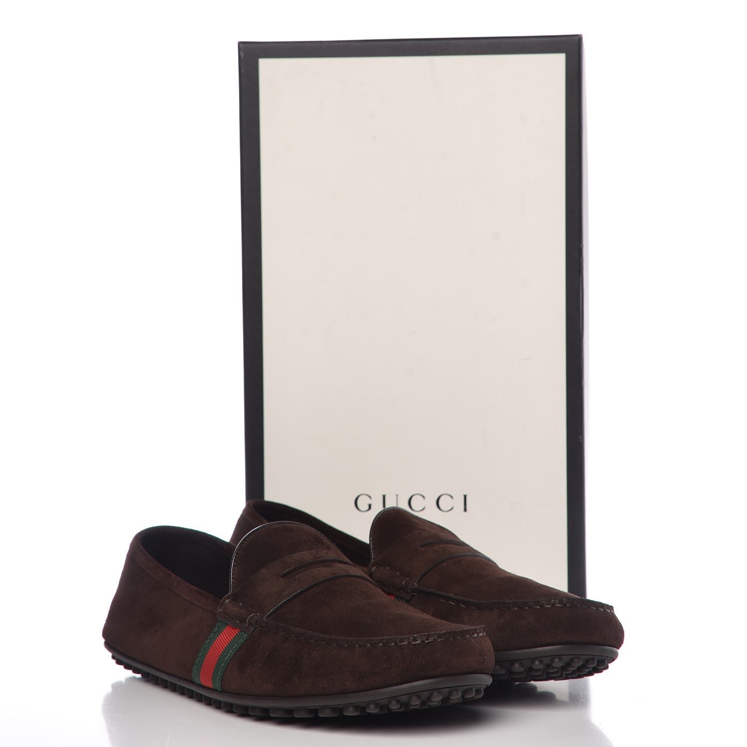 Gucci Suede Web Mens Kanye Driver Loafers 10.5 Cocoa 11 of 11