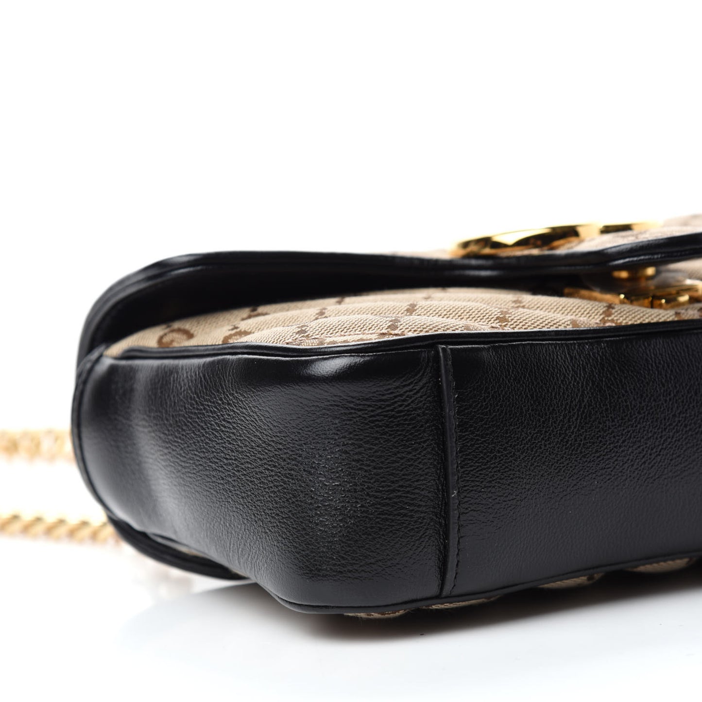 Monogram Matelasse Diagonal Mini GG Marmont Shoulder Bag Beige Black