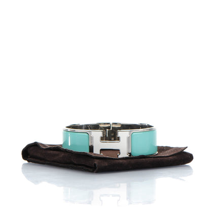 Hermes Enamel Wide Clic Clac H Bracelet GM Lagon White 6 of 6