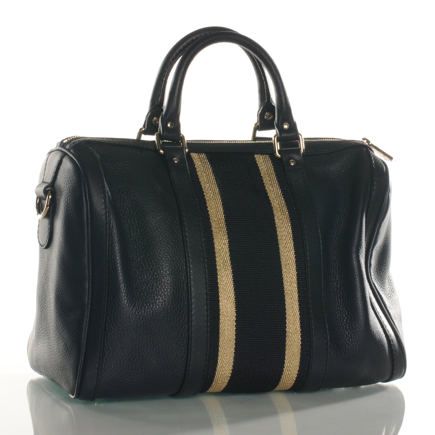 Calfskin Vintage Web Medium Boston Navy