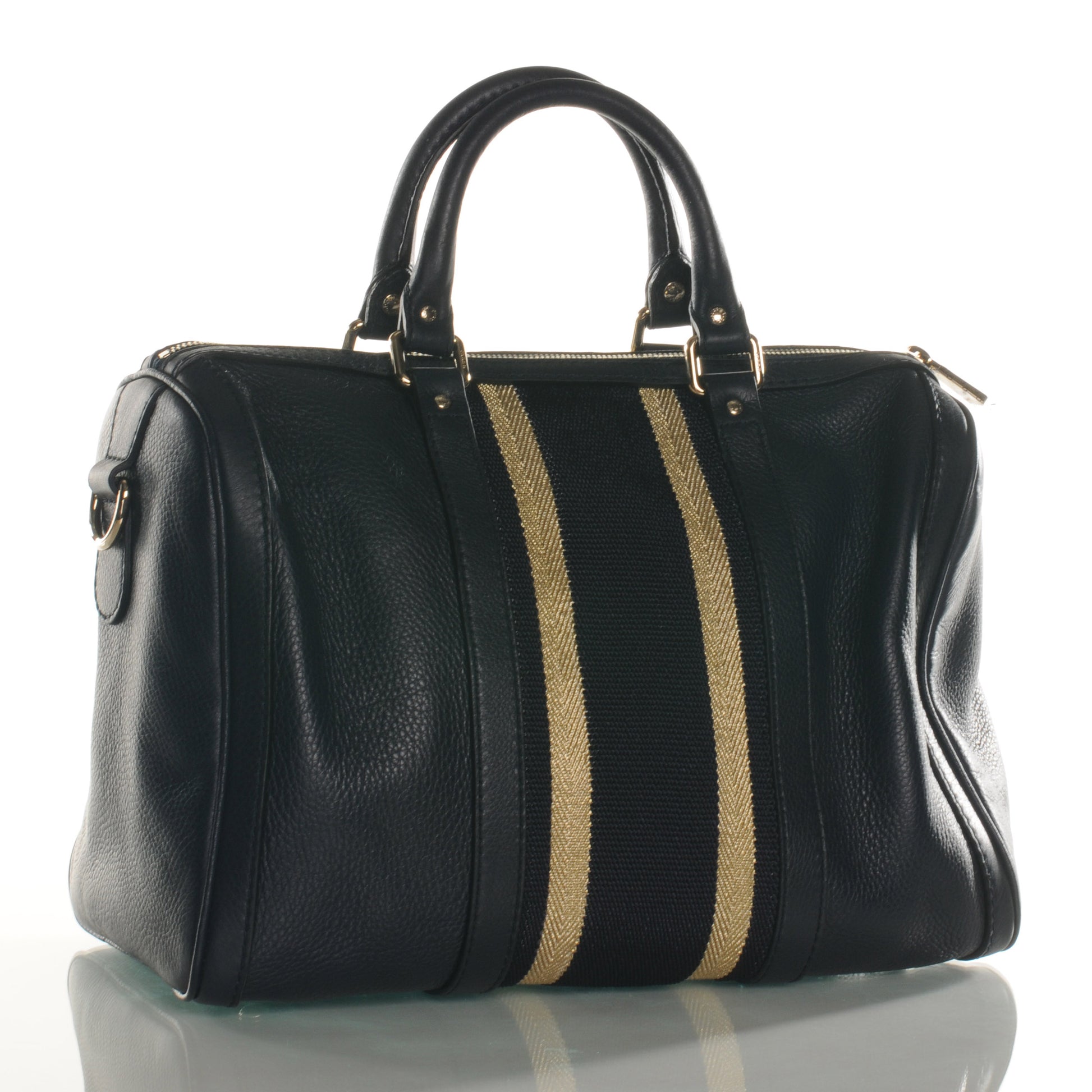 Gucci Calfskin Vintage Web Medium Boston Navy 3 of 8