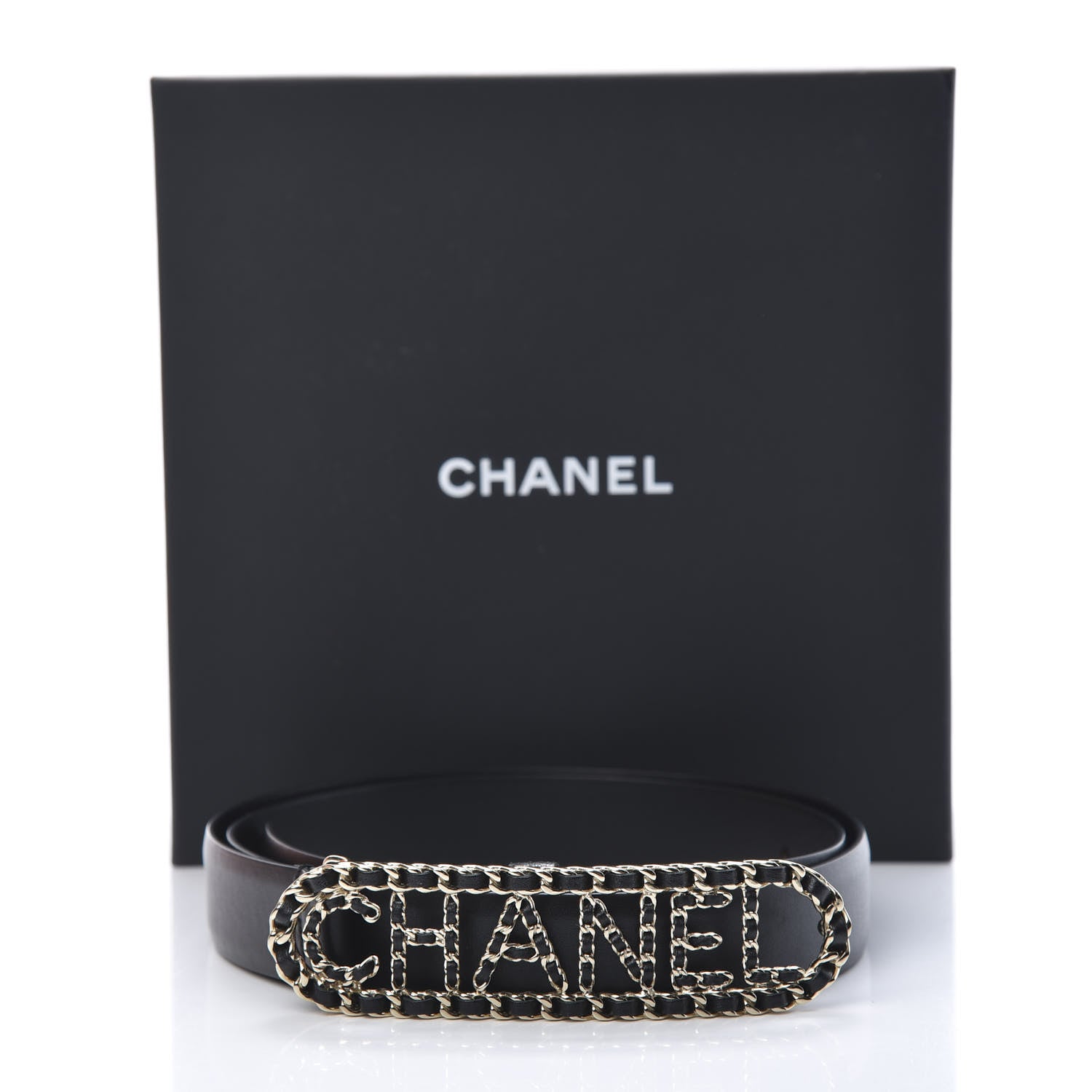 Chanel Calfskin CC Chain Logo Belt 90 36 Black 11 of 11