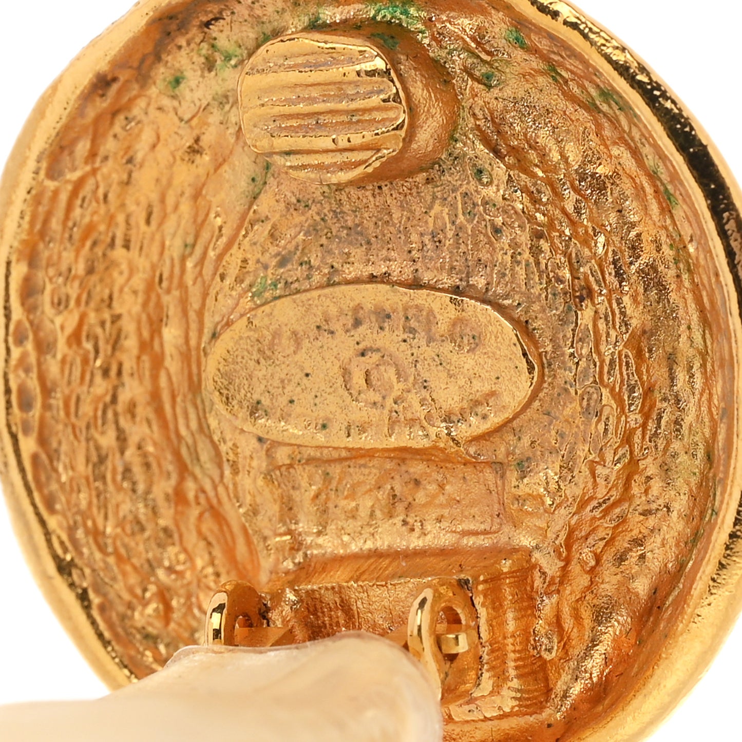 Gripoix Quilted Clip On Earrings Gold Blue