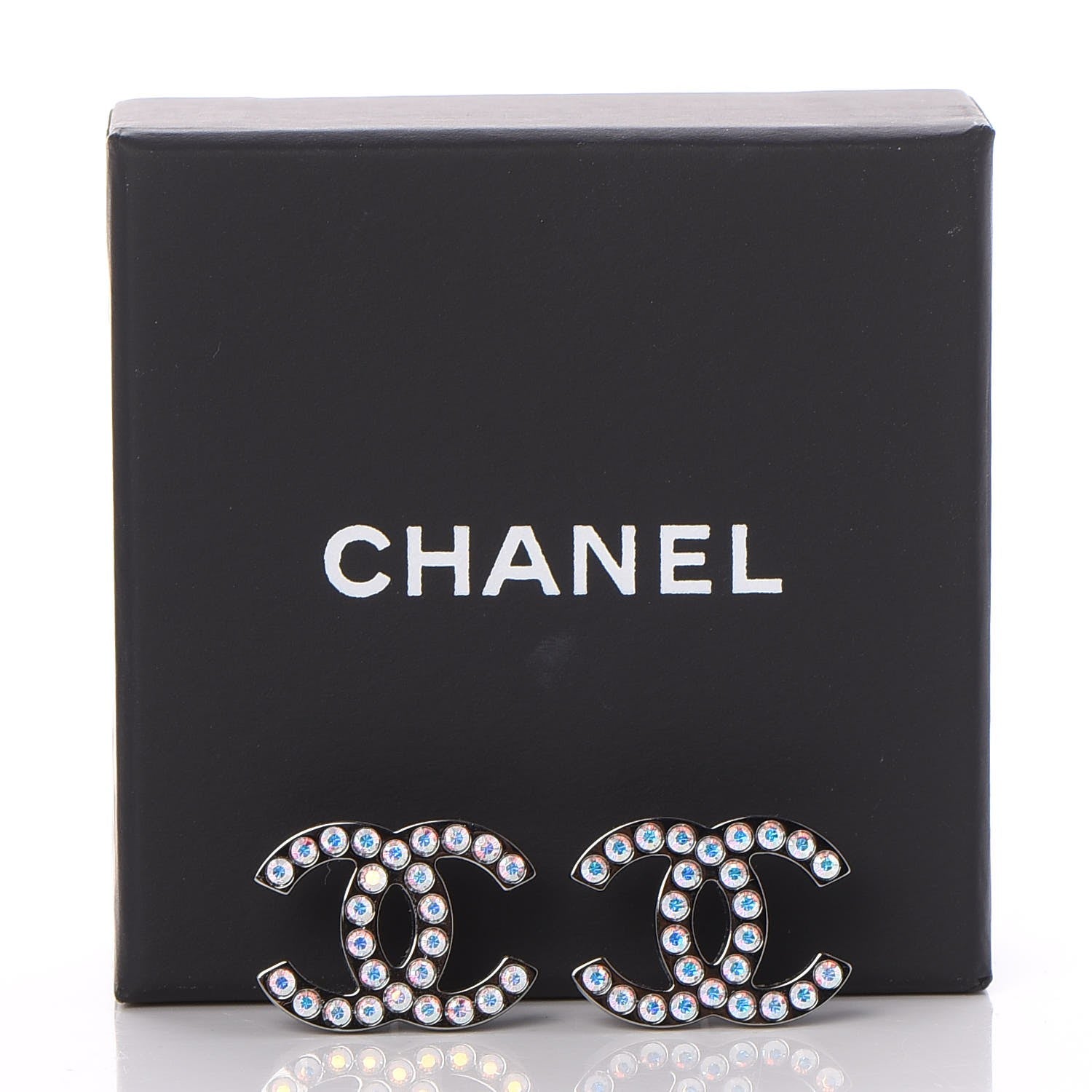 Chanel Iridescent Crystal CC Earrings Multicolor 5 of 5