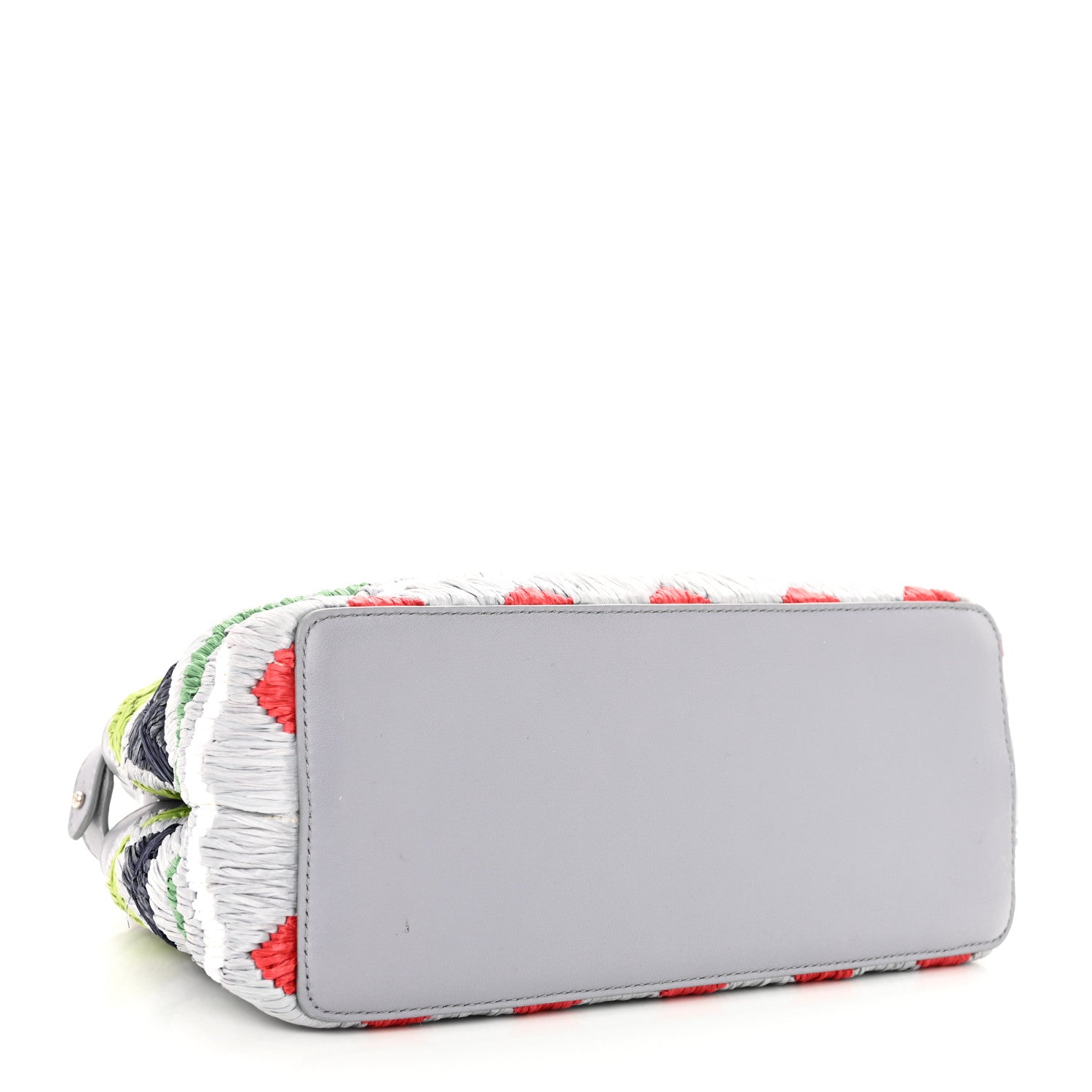 Fendi Nappa Raffia Embroidered Mini Peekaboo Iconic Satchel Grey Multicolor 4 of 10
