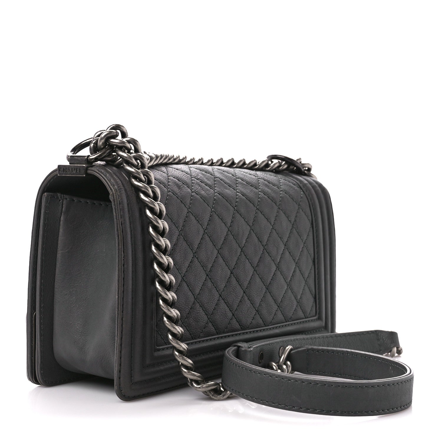 Chanel Calfskin Quilted Metal Embellished Paris Dallas Medium Boy Flap Grey 3 of 10