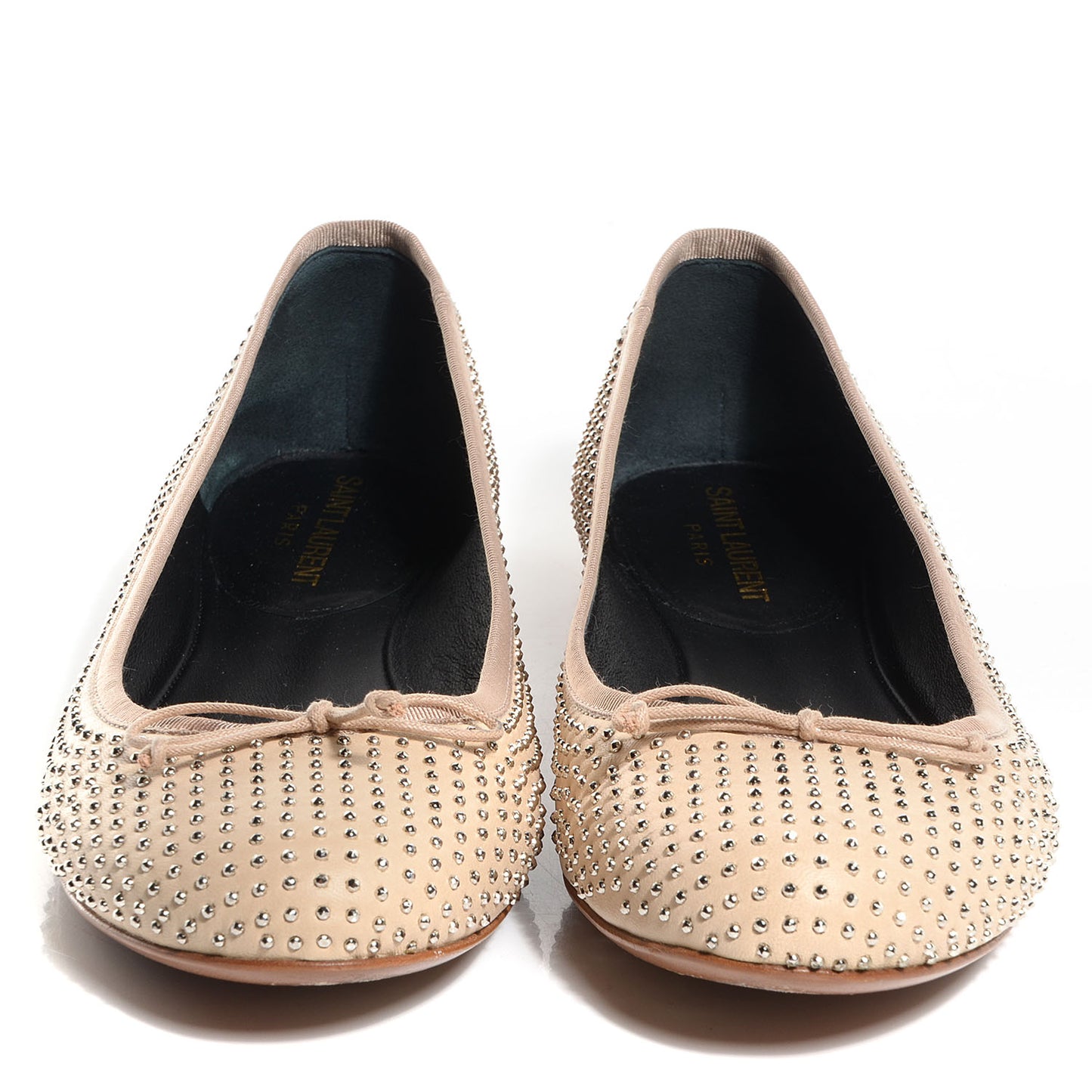 Leather Studded Ballerina Flats 37.5 Nude Powder