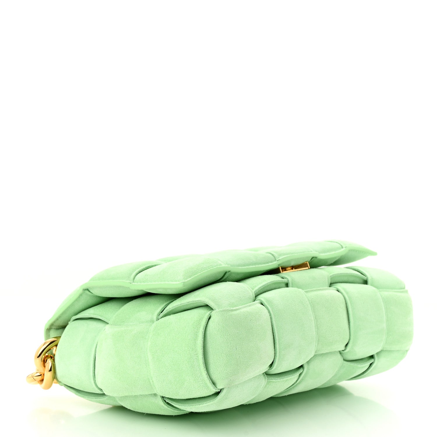 Bottega Veneta Suede Maxi Intrecciato Padded Chain Cassette Crossbody Bag Wasabi 4 of 10