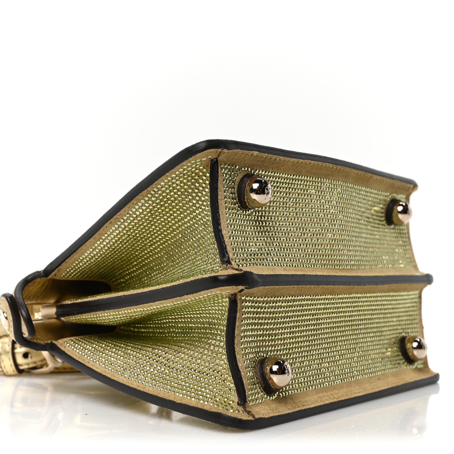 Fendi Crystal Vitello Laminato FF Petite Peekaboo I SEE U Satchel Crystal Platinum Light Gold 8 of 9
