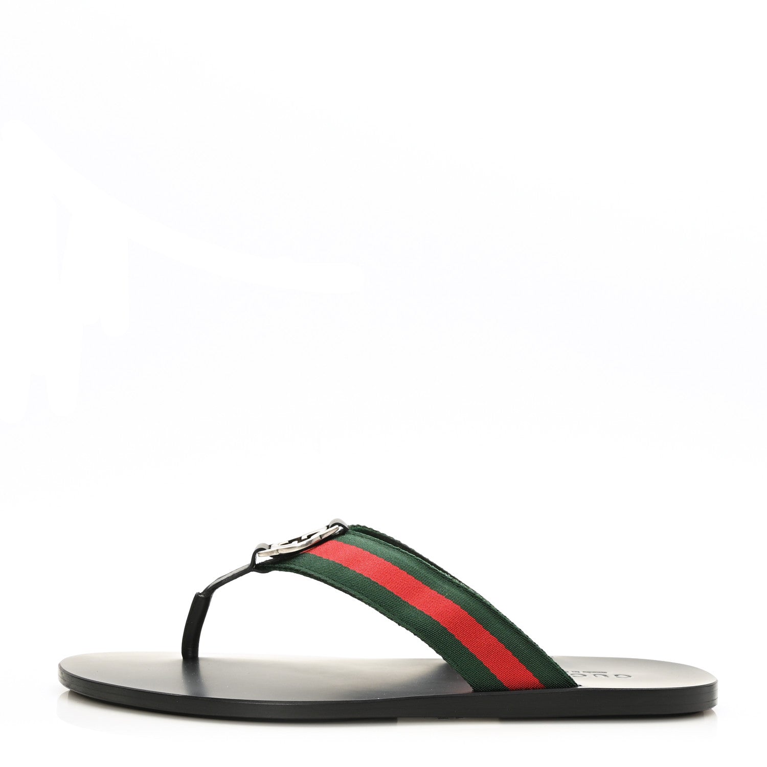 Gucci Nylon Calfskin Web Mens Thong Sandals 8 Green Red Black 1 of 7