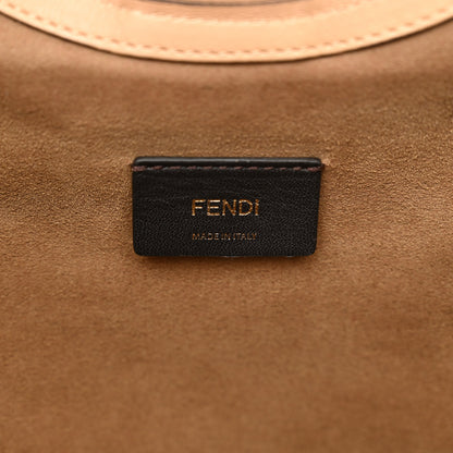 Fendi Vitello Cristallo Nature Wicker FF 1974 Embossed Large Runaway Shopper Tote Makeup 6 of 12
