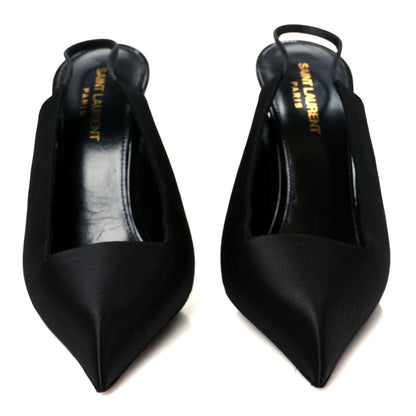 Saint Laurent Raso Regale Raven 110 Slingback Pumps 38 Black 3 of 9