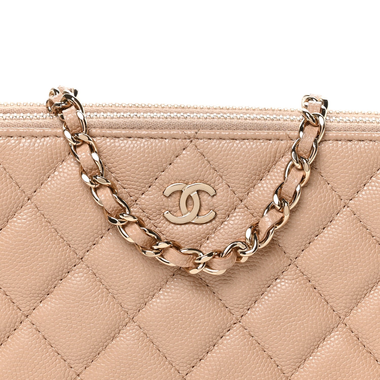 Chanel Caviar Quilted Small Clutch With Chain Beige 9 of 11