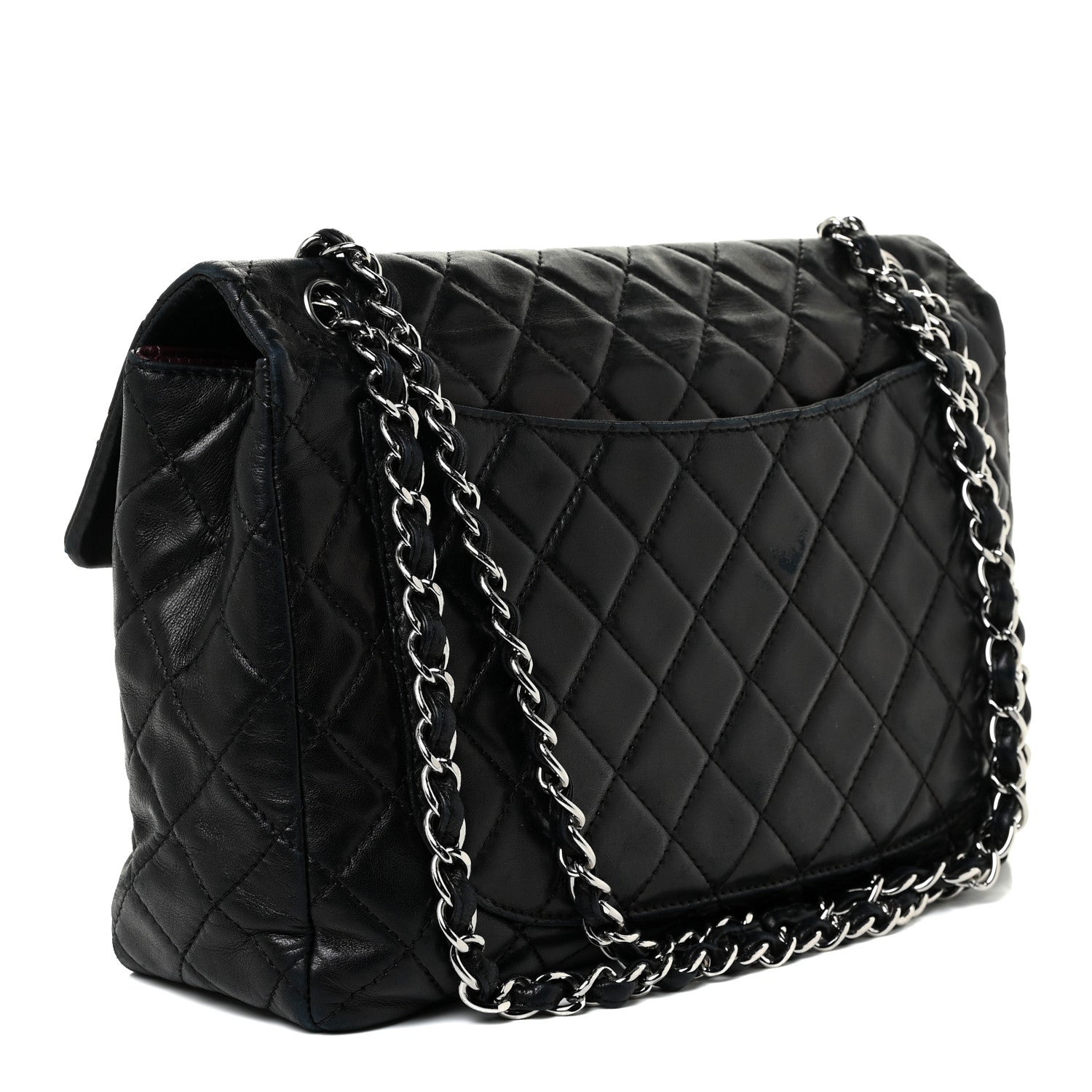 Chanel Washed Lambskin Quilted Maxi Single Flap Black 2 of 24