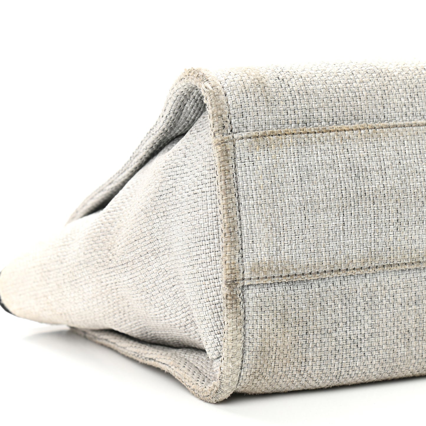 Woven Straw Raffia Small Deauville Tote Grey