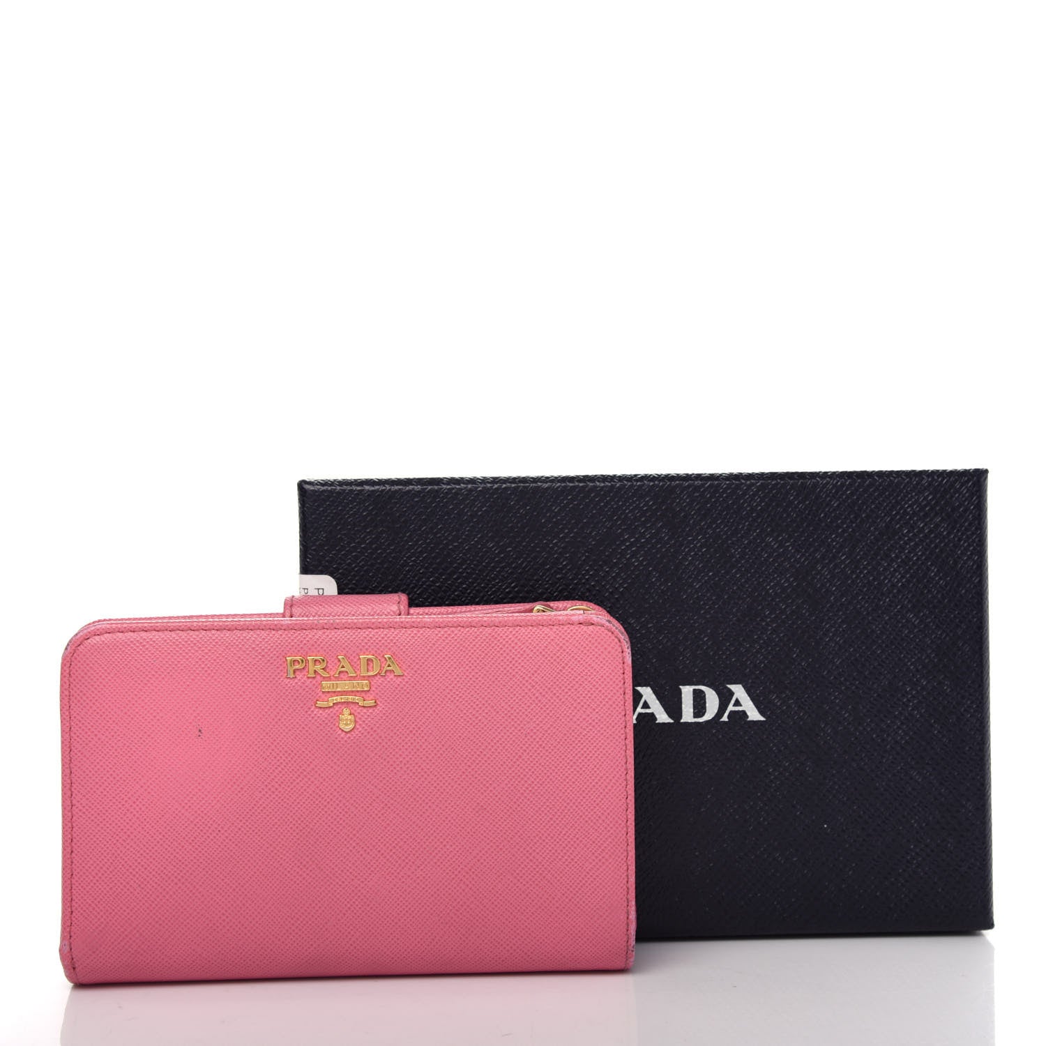 Prada Saffiano Metal Compact Wallet Geranio 8 of 8