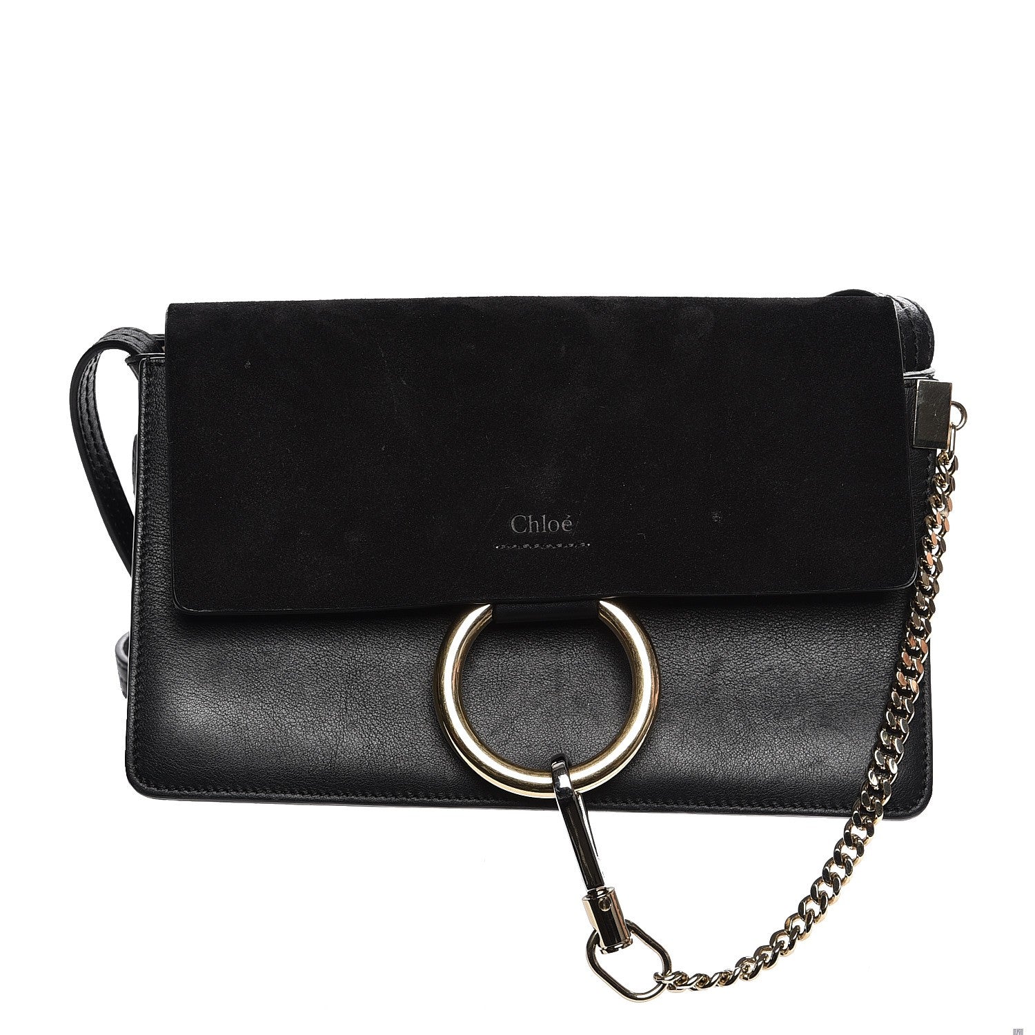 Chloe Suede Calfskin Small Faye Shoulder Bag Black 1 of 8