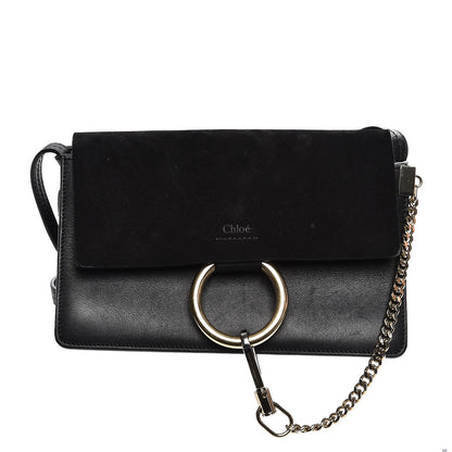 Chloe Suede Calfskin Small Faye Shoulder Bag Black 1 of 8