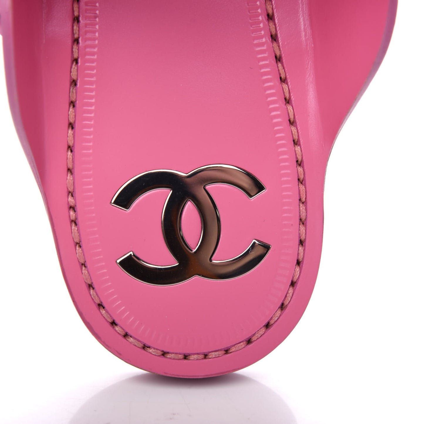 Calfskin Chain CC Thong Flat Sandals 40 Pink