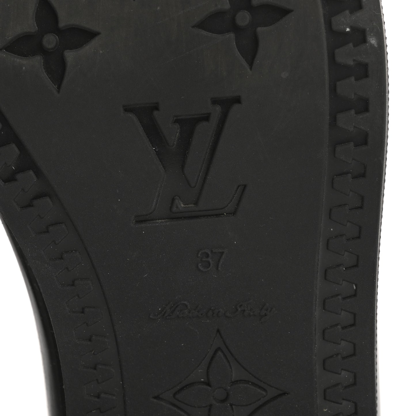 Rubber Embossed Monogram Drops High Rain Boots 37 Black