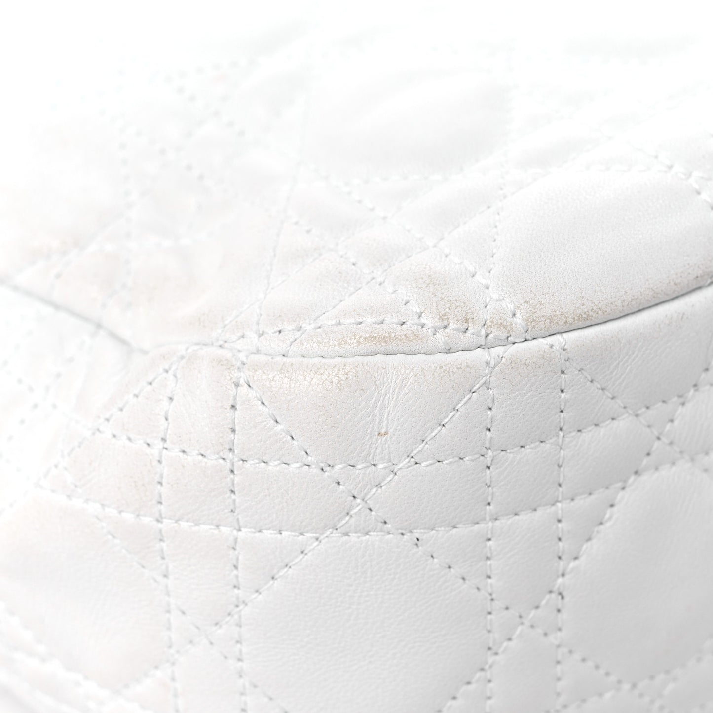 Lambskin Cannage Small Dior Soft Hobo White
