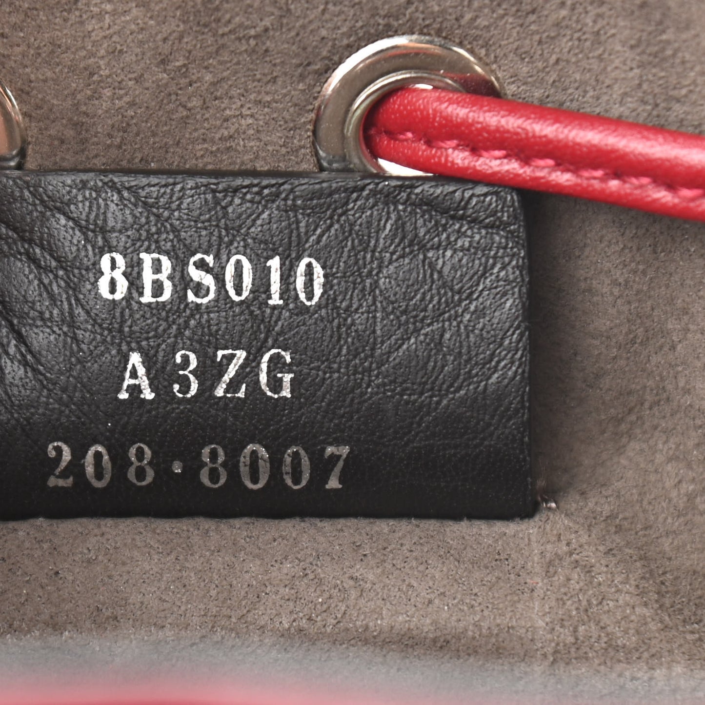 Vitello Liberty F is Fendi FF 1974 Embossed Mini Mon Tresor Bucket Bag Fragola