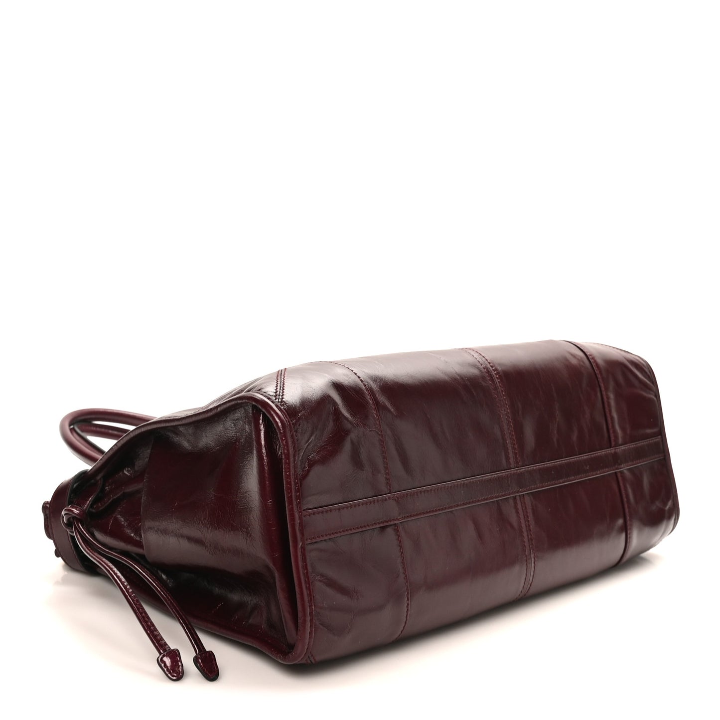 Glossy Calfskin Triangle Large Bonnie Shoulder Bag Bordeaux