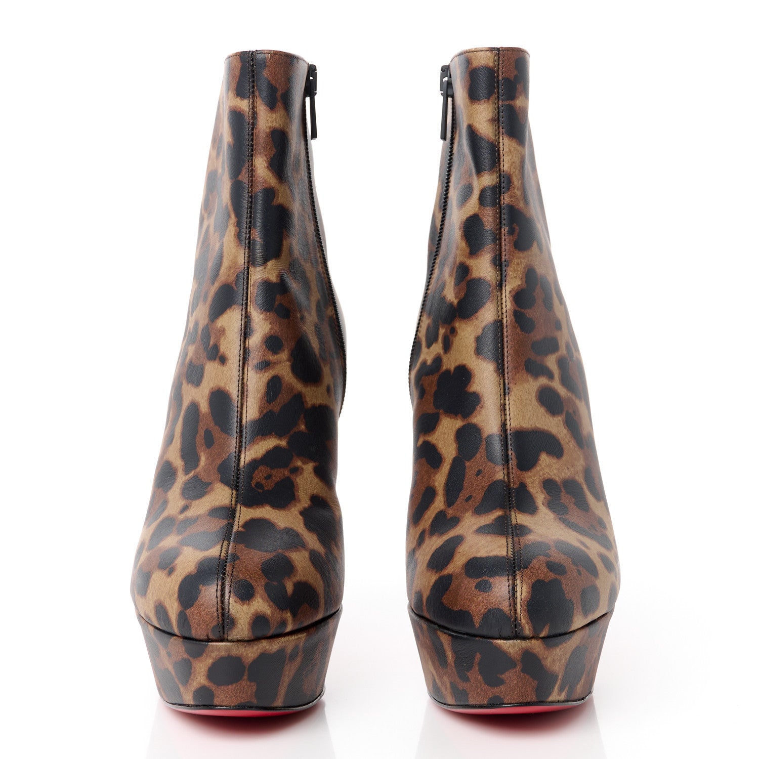 Christian Louboutin Calfskin Leopard Print Bianca 120 Ankle Boots 38 Brown 2 of 8