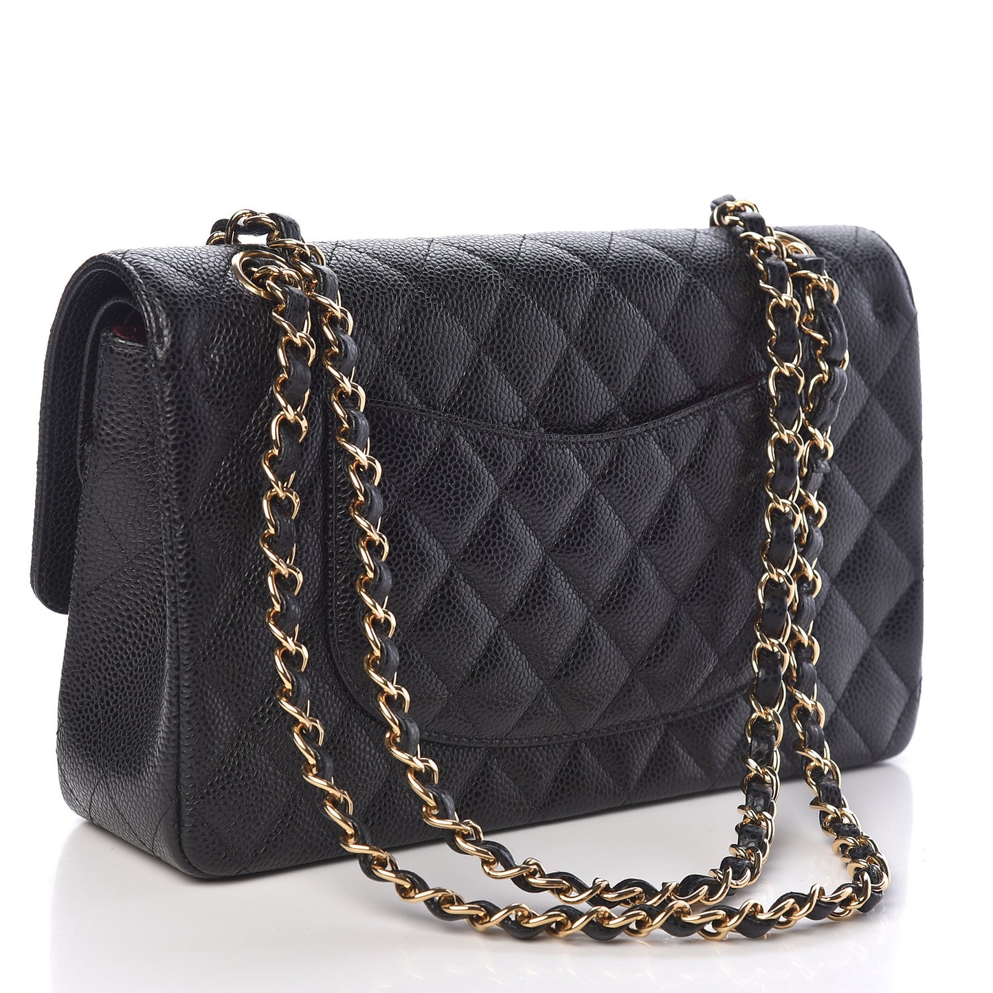 Caviar Quilted Medium Double Flap Black