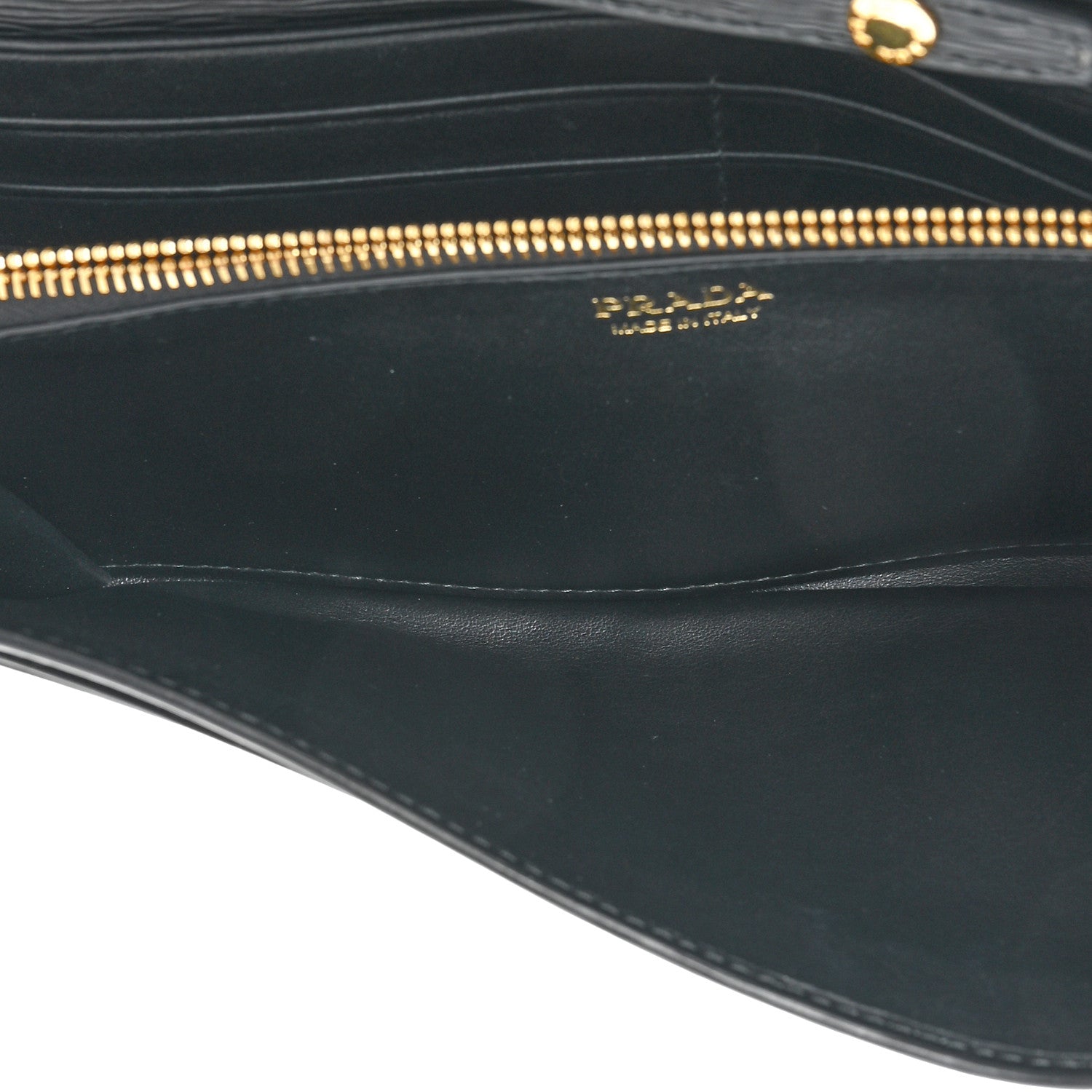 Prada Vitello Move Metal Oro Chain Wallet Black 6 of 11