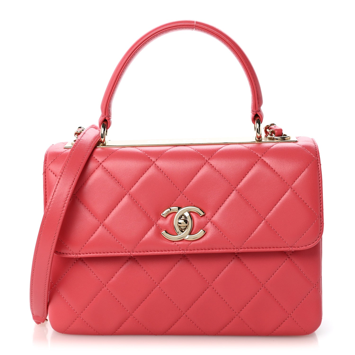 Chanel Lambskin Quilted Small Trendy CC Flap Dual Handle Bag Bright Pink 1 of 13