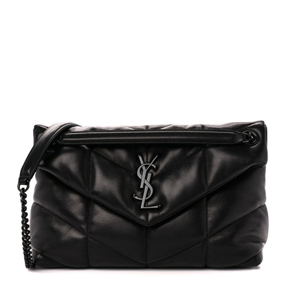 Saint Laurent Lambskin Quilted Monogram Monochrome Small Loulou Puffer Chain Satchel Black 1 of 11