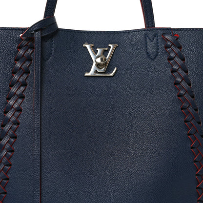 Louis Vuitton Calfskin Braided Lockme Cabas Marine Rouge 7 of 9