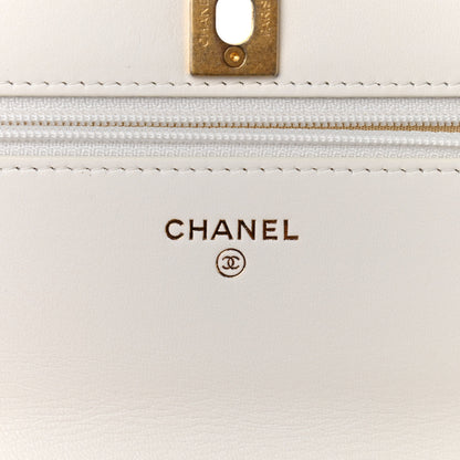 Chanel Lambskin Quilted CC Pearl Crush Wallet on Chain WOC White 12 of 23