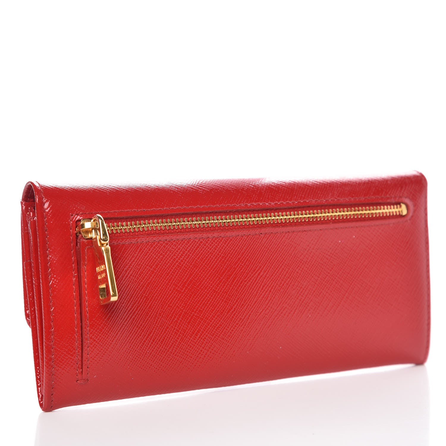 Prada Saffiano Vernice Continental Wallet Rosso 3 of 8