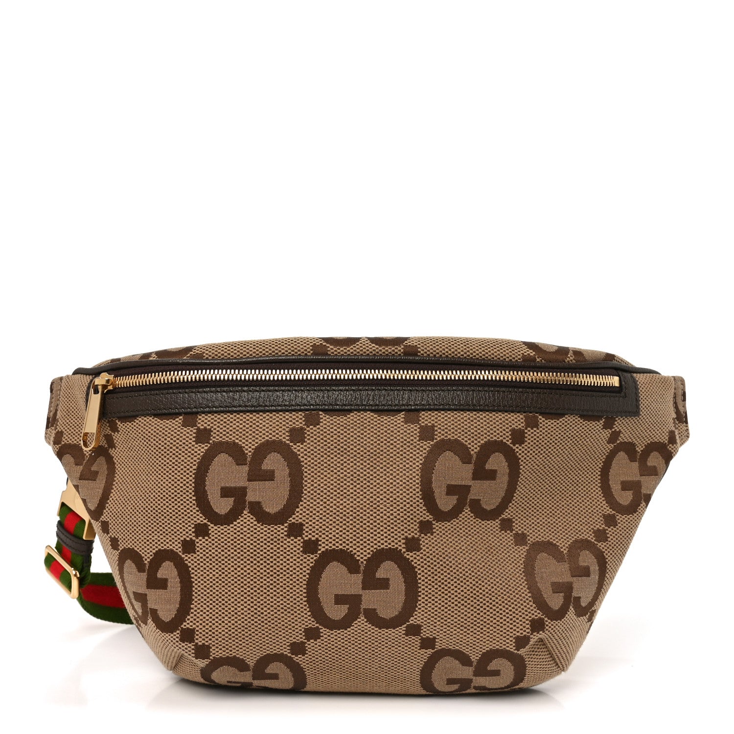 Gucci Monogram Jumbo GG Textured Dollar Calfskin Web Belt Bag