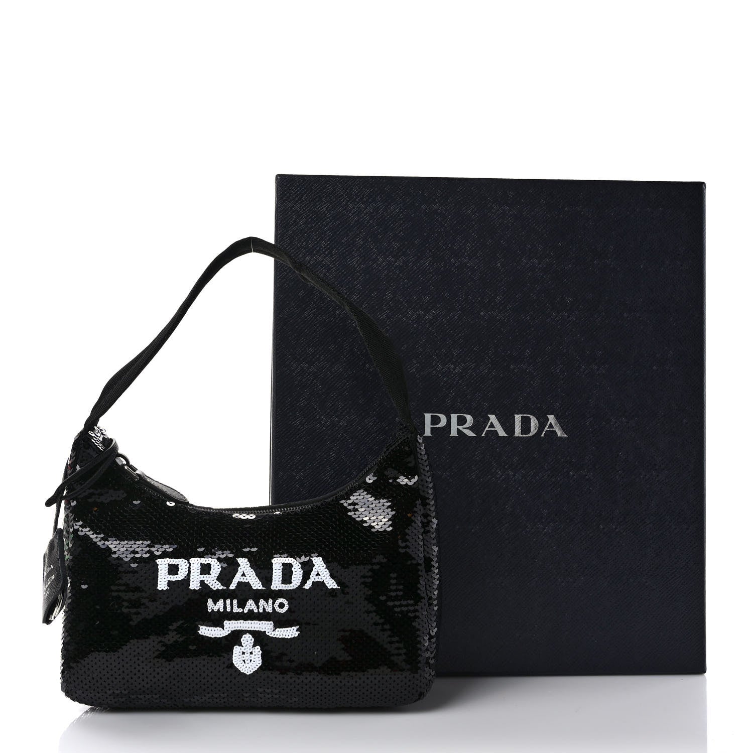 Prada Paillettes Sequin Mini Re-Edition 2000 Bag Black White 10 of 10