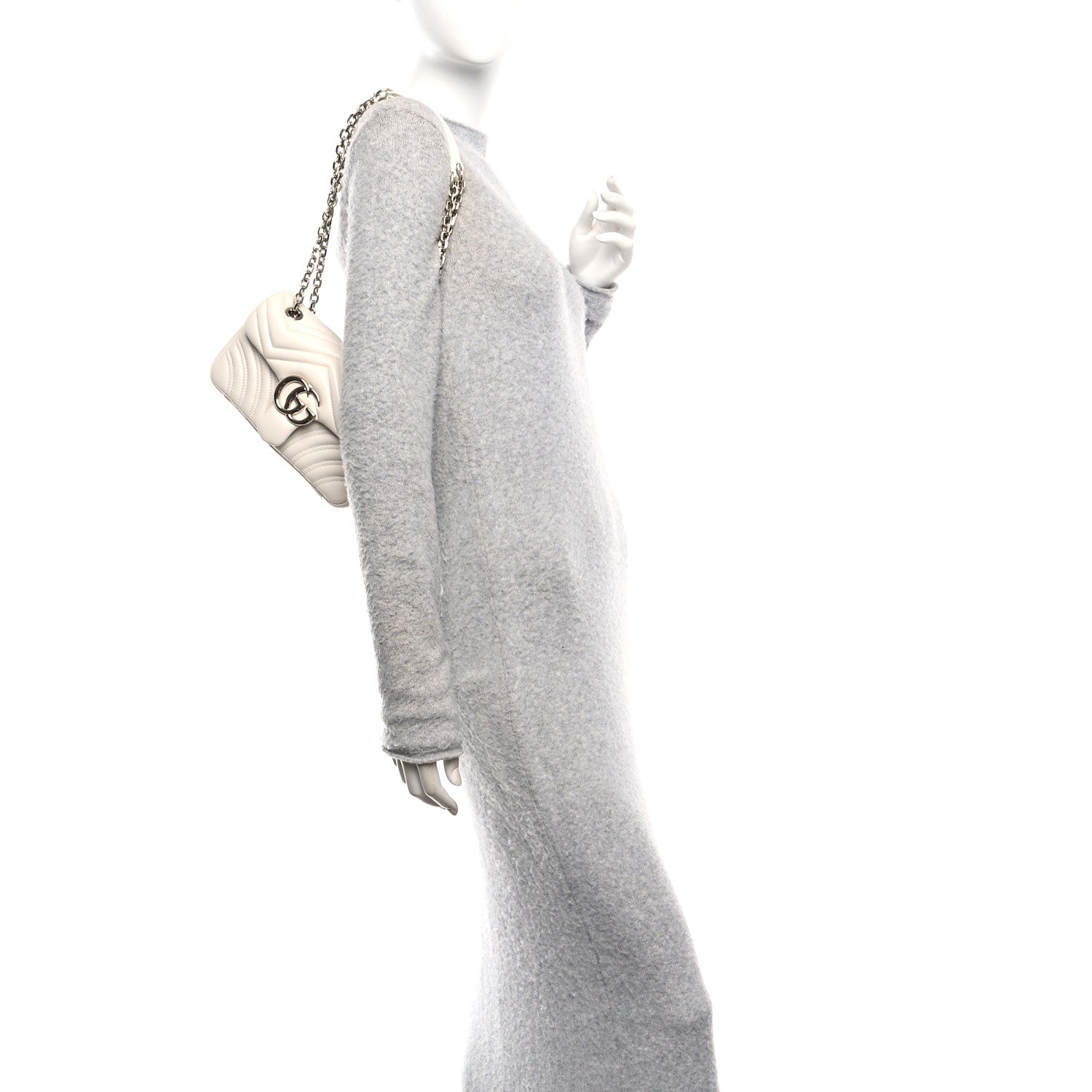 Gucci Lambskin Matelasse Small GG Marmont Shoulder Bag White 2 of 10