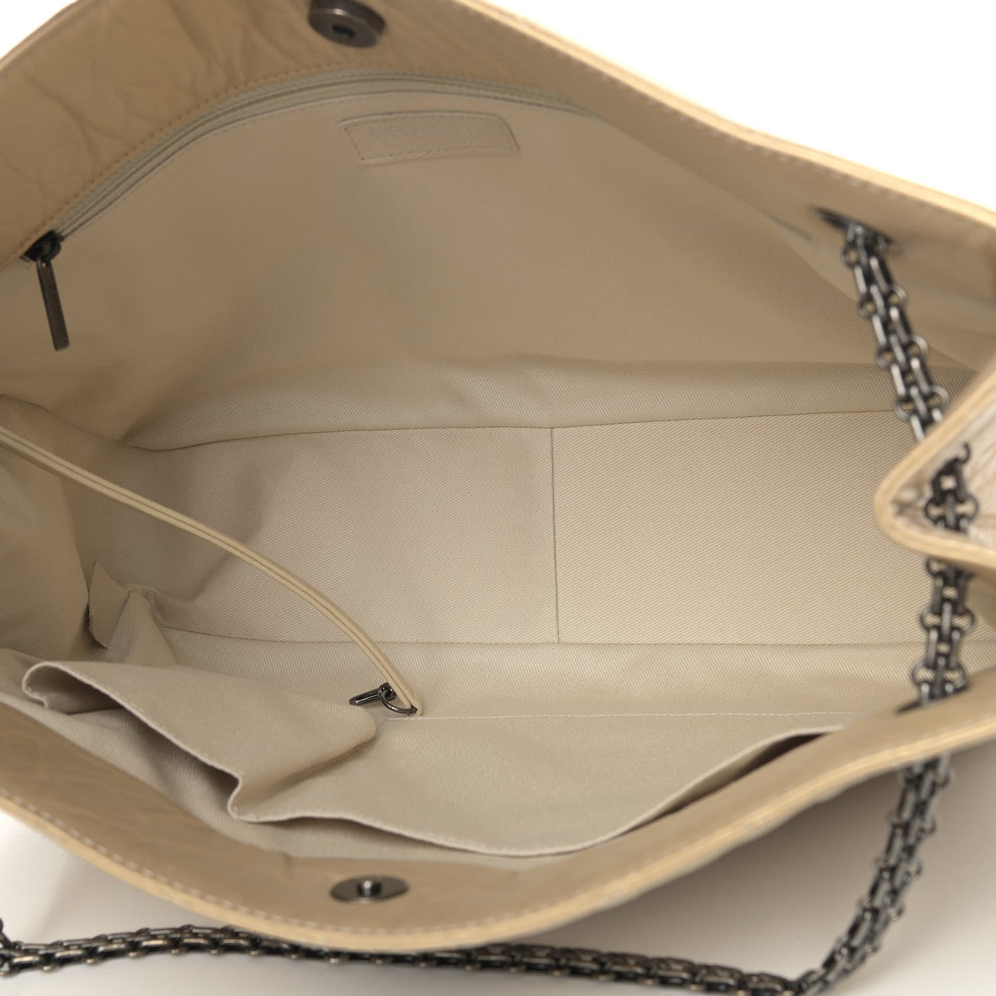 Metallic Aged Calfskin Quilted Reissue 2.55 Tote Light Gold