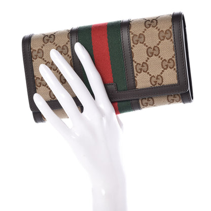 Gucci Monogram Vintage Web Wallet Dark Brown 2 of 8