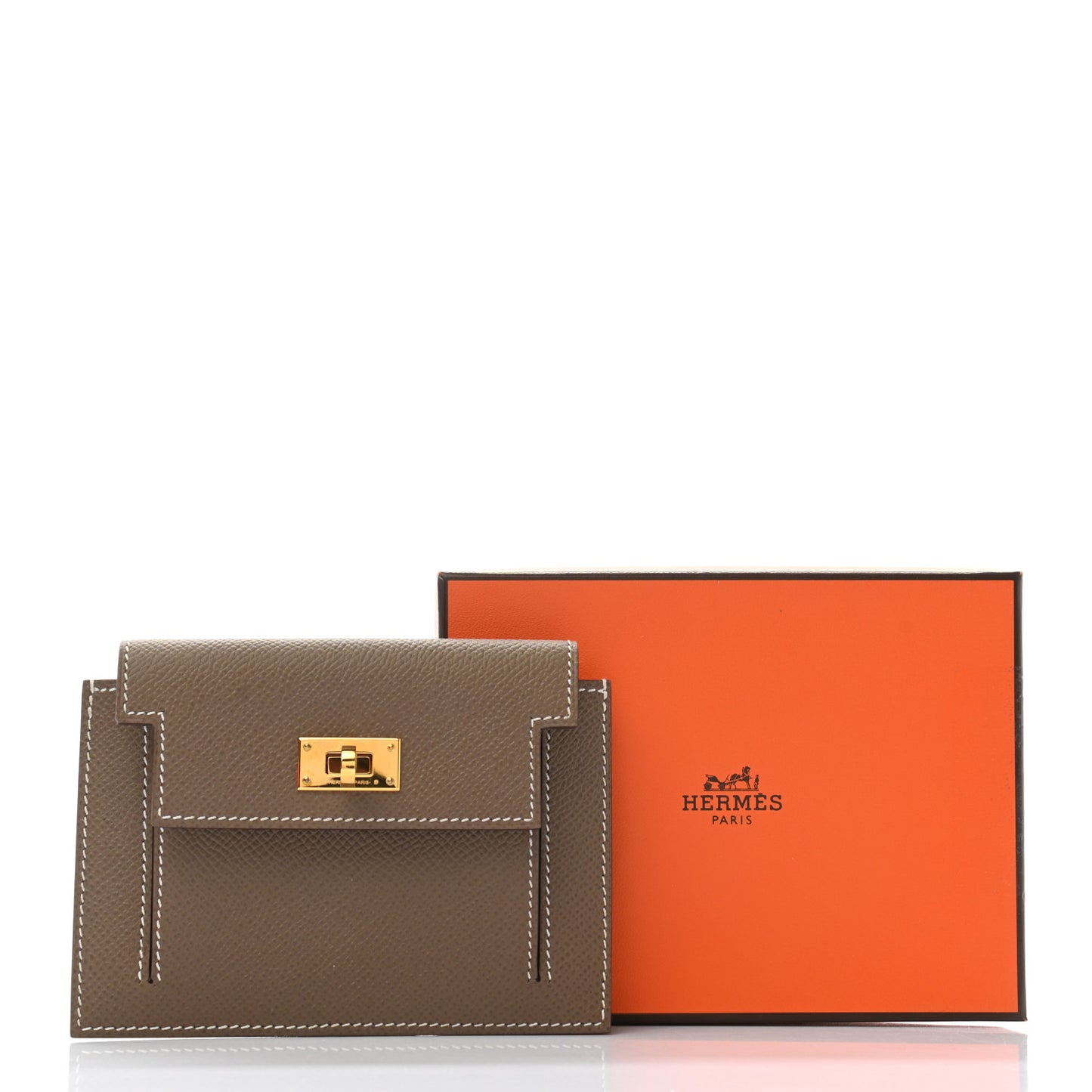 Epsom Kelly Pocket Compact Wallet Etoupe