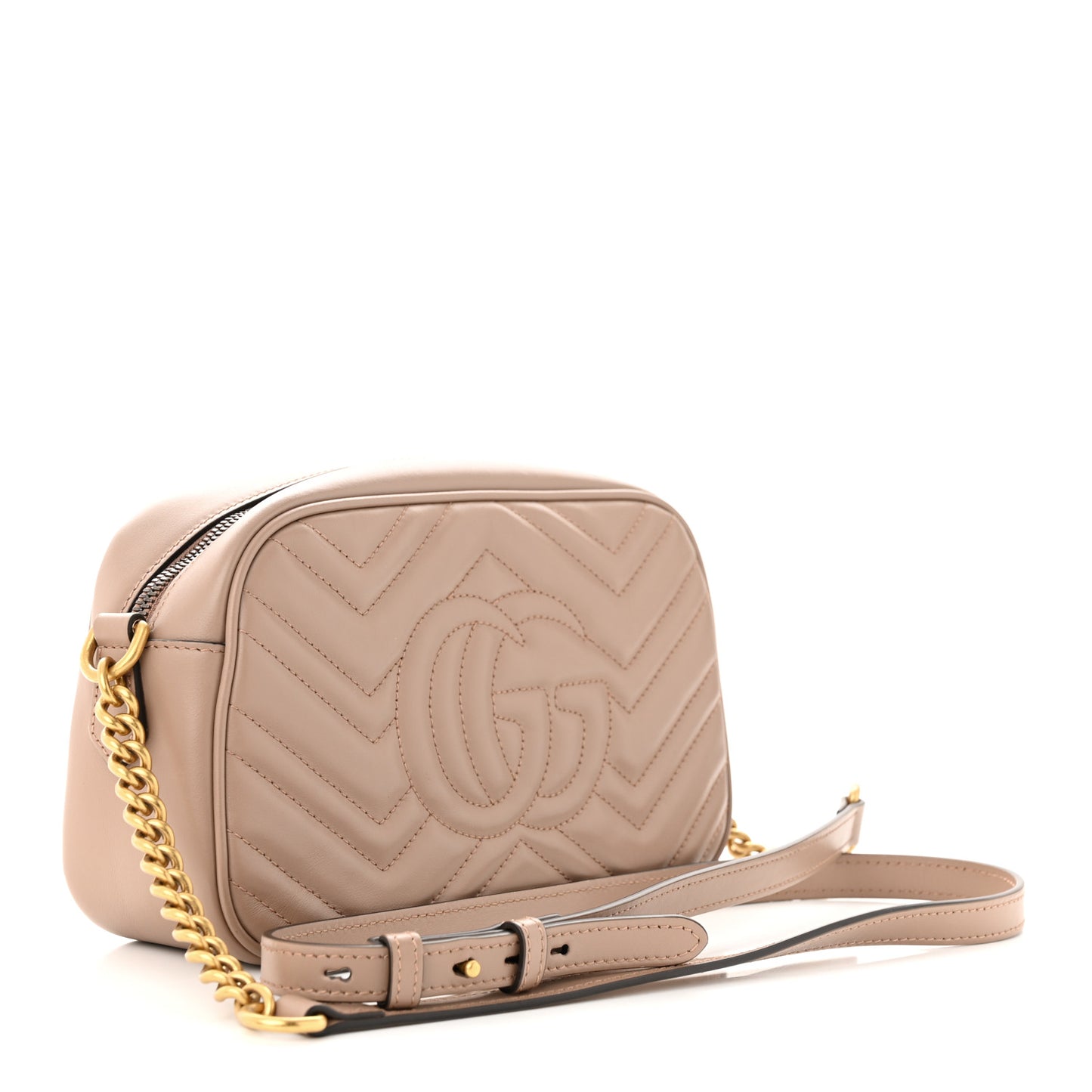 Calfskin Matelasse Small GG Marmont Chain Shoulder Bag Porcelain Rose
