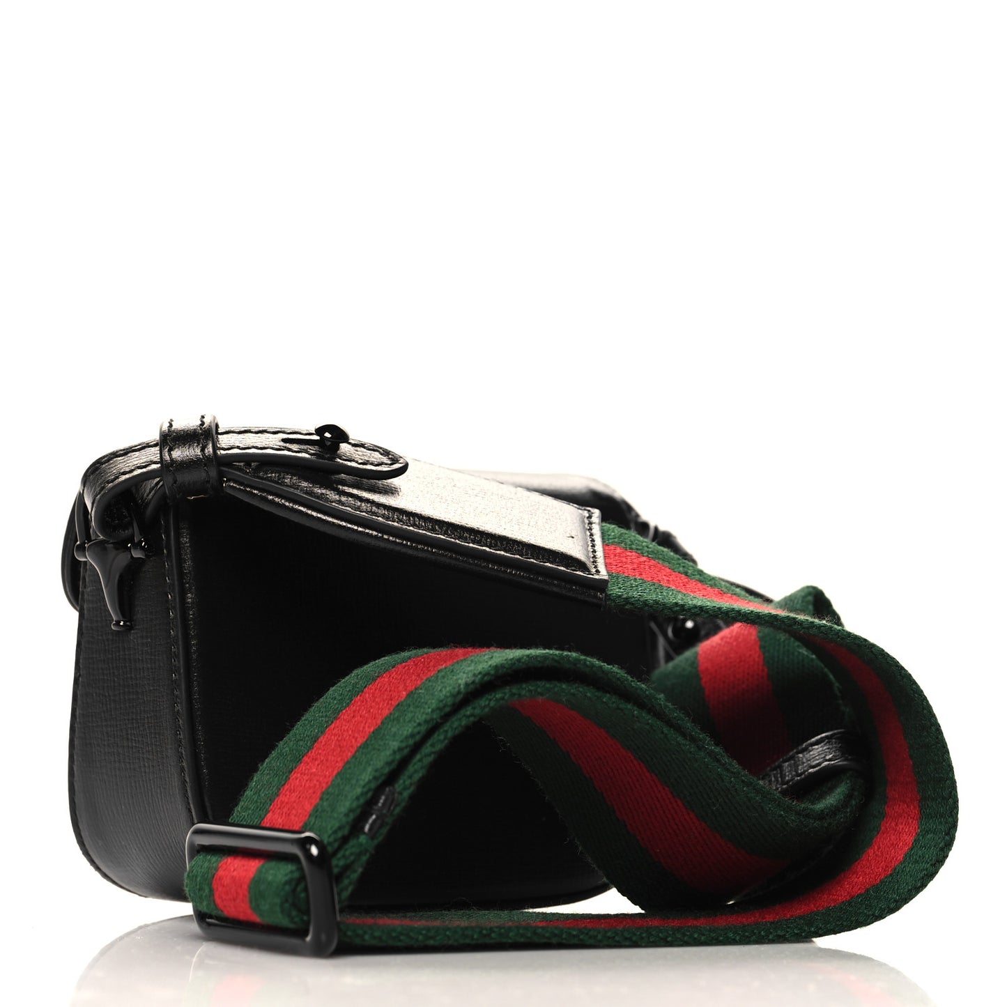 Azalea Calfskin Web Monochrome Horsebit 1955 Wallet On Strap Black