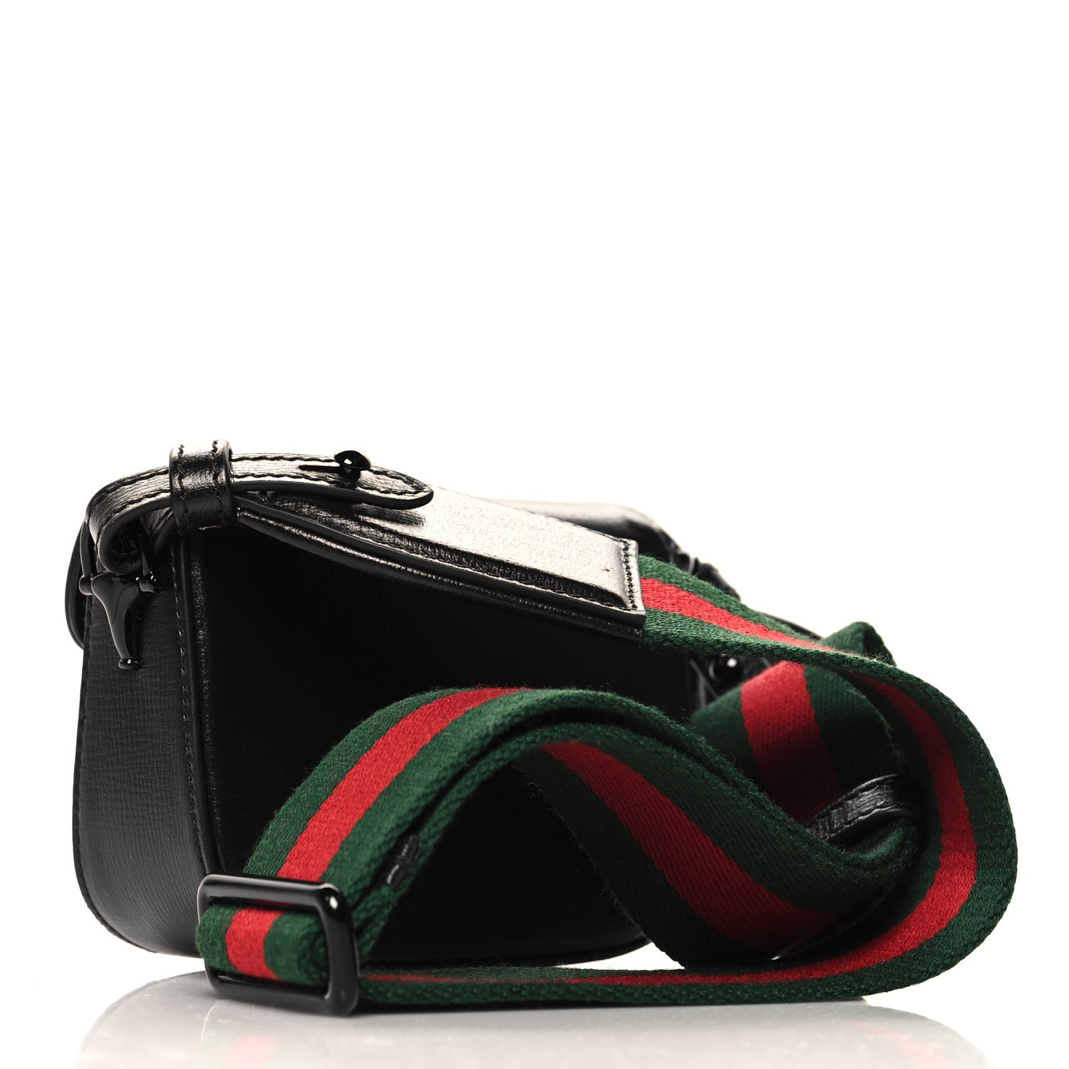 Gucci Azalea Calfskin Web Monochrome Horsebit 1955 Wallet On Strap Black 2 of 9